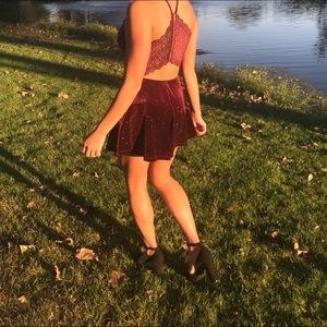 Red Sparkly Romper Dress